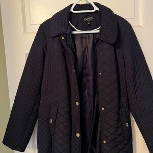 Jones New York Women's Navy Quilted Coat